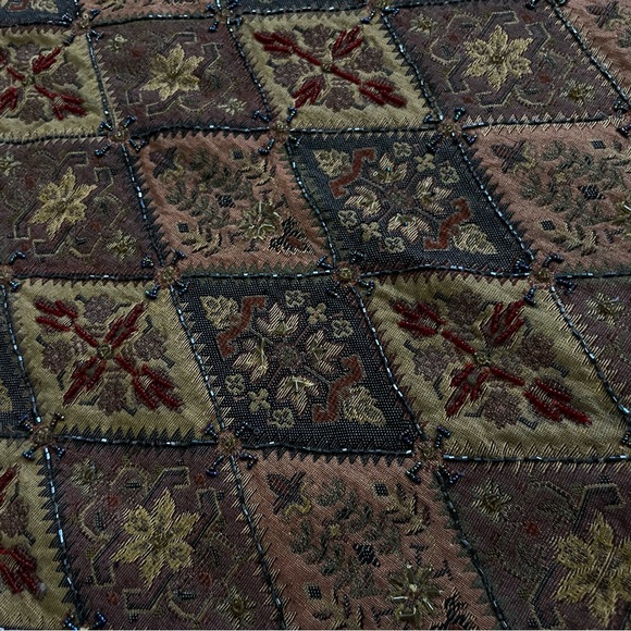 Vintage Pier One Beaded Tapestry Throw Diamond pattern 50"X60" Boho - Picture 3 of 4